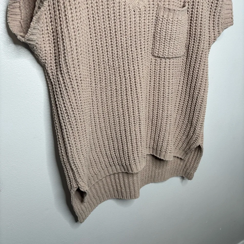 POL | Beige Oatmeal Oversized Knit Pullover Chenille Sweater Sz Small - Picture 5 of 9